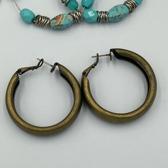 Lot (5) Vintage Boho Coastal EARRINGS PIERCED Beaded Turquoise Statement - Picture 6 of 10